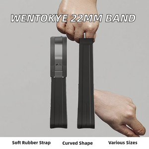 Wentokye Bracelet de montre en caoutchouc souple de 20 mm, 21 mm, 22 mm, avec fermoir pliable, bracelet de remplacement pour hommes et femmes (22 mm noir) - Product Image 2