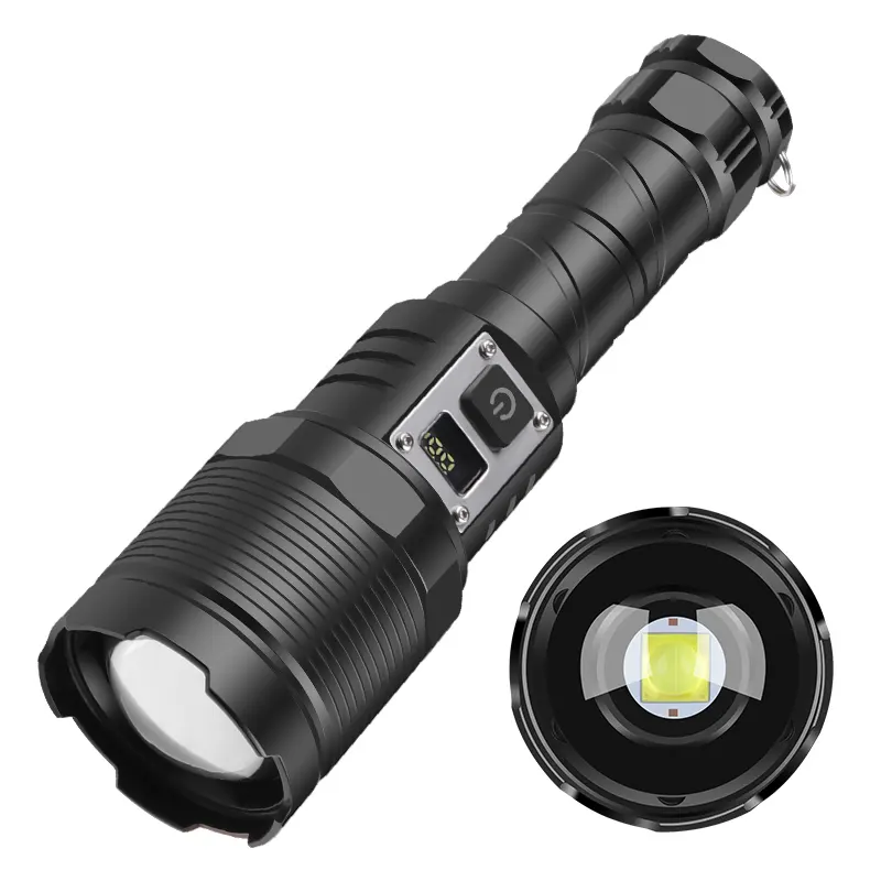 Flashlight Usb 30W Rechargeable Flashlight 1500M Bright 1800 Lumens XHP70 Powerful USB Tactical LED Flashlight Waterproof Torch Light Zoomable