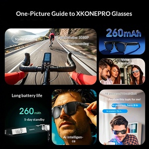 Lunettes intelligentes avec caméra XKonePRO pour les sports de plein air, capture de photos, traduction vocale IA, audio Bluetooth - Product Image 3