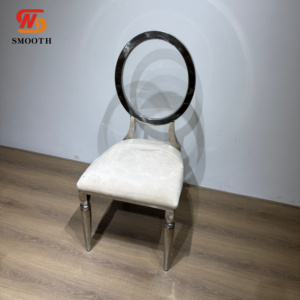 SMOOTH Modern Wedding Luxury Hotel Dining Chair Living Room Backrest <b>Stool</b> Set Detachable Sliver Stainless Steel Wedding Chair - Product Image 2