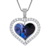 Bijoux vierges par sublimation, collier avec image de cœur, rotatif glacé, mode personnalisée, pendentif de photo, usine