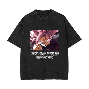 T-shirt homme personnalisé <span class=keywords><strong>noir</strong></span> 280 grammes 100% coton délavé à l'acide, motif vintage <span class=keywords><strong>Dragon</strong></span> <span class=keywords><strong>Ball</strong></span> <span class=keywords><strong>Z</strong></span>, Goku Vegeta Anime - Product Image 1