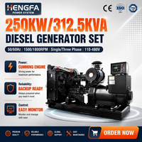  Groupe électrogène diesel de 250 kW, type ouvert, 312,5 kVA avec ATS, 380 V, 50 Hz, triphasé pour centre de données