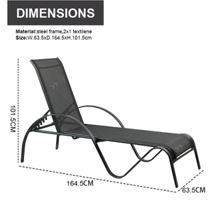 كرسي استلقاء شاطئي قابل للتكديس، كرسي حديقة وفندق، كرسي شمس خارجي 2×1 تيسلين بخمس وضعيات قابلة للتعديل للظهر - Product Image 5