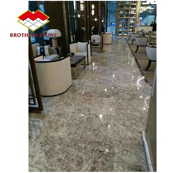 Newstar Luxury Natural Snow Mountain Silver Fox Marble Large Board Hotel Villa Club Floor Panel Customized Stone Natural Marble