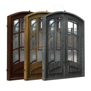 ประตูทางเข้าหลักของวิลลากระจังหน้าประตูทางเข้าทำจากโลหะเหล็กดัดคู่ตก<span class=keywords><strong>แต่ง</strong></span>ภายนอก<span class=keywords><strong>คิ้ว</strong></span>ทรงโค้ง - Product Image 1