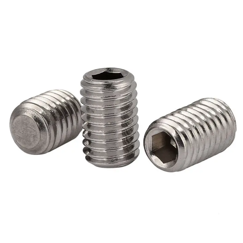 High quality 304 flat end headless hexagonal stainless steel binding screw