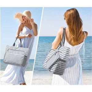 Ensemble de plage imperméable avec bracelet pour femme, sac fourre-tout rayé résistant au sable, multi-poches, fermeture éclair, pour la piscine, la natation, les croisières, les vacances - Product Image 5