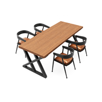 Ensemble table et 4 chaises EziDone EZ-CTC006 (1 table + 4 chaises) finition noyer noir pour usage multi-scènes dans les commerces de restauration