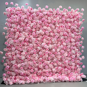 Roze handgemaakte zijden kunstbloemen wanddecoratie modern 5D bloemen bruiloft feest decoratie aanpasbare fotohok achtergrond - Product Image 1