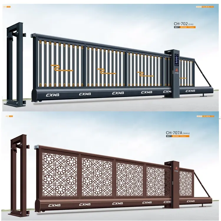 Hua Ting ngành công nghiệp chất lượng cao nhà cửa chính thiết kế hợp kim nhôm cantilever trượt tự động hệ thống cửa với cổng động cơ