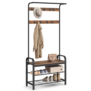 Home Wooden Hanging Rack for Entryway and Living Room <b>Shoe</b> and Clothes Storage Shelf - Product Image 1