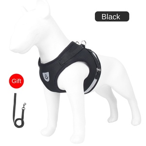 ソリッドファッショナブルなポリエステルペットハーネスカスタマイズ可能な反射ストラップ通気性犬用リーシュボタン付き卸売犬用品 - Product Image 1