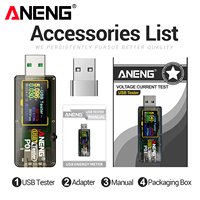 Probador USB ANENG P01 con Pantalla LCD, Voltímetro Digital, Amperímetro, Medidor de Voltaje, Corriente y Capacidad, Detector de Carga Rápida de Batería y Banco de Energía