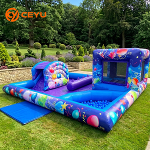 Ceyu Petit Château Gonflable en PVC <span class=keywords><strong>pour</strong></span> Enfants avec <span class=keywords><strong>Piscine</strong></span> à Balles et Toboggan, Thème Dessin Animé, <span class=keywords><strong>pour</strong></span> <span class=keywords><strong>Location</strong></span> et Événements - Product Image 1