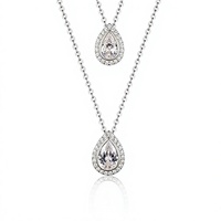 Collier double couche en bambou avec pendentif goutte d'eau et perles pour femme – Style superposé tendance – Ras-de-cou – Meilleure vente sur eBay