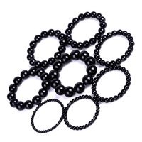 Vente en gros pierre naturelle de yoga de puissance de guérison 4/6/8/10/12/14/16mm bracelets en obsidienne noire perlée Feng Shui