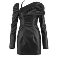 Damen Elegante Sexy Nachtkleider Frauen Adaptive Kleidung Kleid Mode Schönes Pakistanisches Langarm PU Mini Vintage Kleid