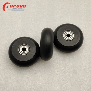 CARSUNプラスチックソリッド<span class=keywords><strong>PU</strong></span>ホイール64x24mmブラックポリウレタンタイヤ608ダブルボールベアリング