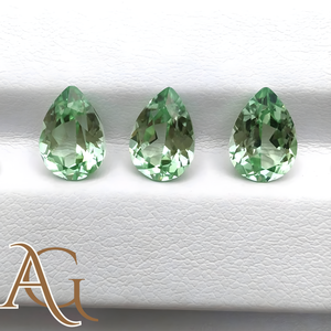 LAB GROWN Poires en saphir vert Pierres précieuses libres à facettes en forme de poire pour bijoux 3x5mm à 9x12mm Créées certifiées vertes - Product Image 1