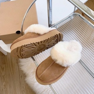 Women Ladies Winter Platform Thick Sole Cow <strong>Leather</strong> Sheep Fleece Classic Fashion Ankle <strong>Flat</strong> Slipper Snow <strong>Boot</strong> - Product Image 3