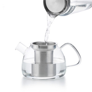 Thiết kế cổ điển 900ml cao Borosilicate thép không gỉ Infuser trà nồi chịu nhiệt <span class=keywords><strong>handblown</strong></span> Kính ấm trà với xử lý - Product Image 5