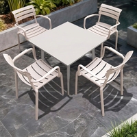 Ensemble de meubles de jardin d'extérieur de qualité commerciale, 5 pièces, résistant aux intempéries, en acier au carbone, pour bistrot, café, hôtel, balcon