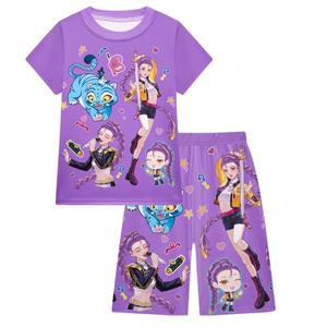 เสื้อการ์ตูน K-Pop Kpop Demon Hunters ชุดกีฬาสองชิ้น ชุดนอนน่ารัก สบายๆ ระบายอากาศได้ดี เนื้อผ้านุ่ม ชุดนอนใส่สบายๆ ชุดอยู่บ้าน - Product Image 4