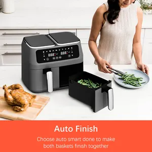 Household 7L Touch Screen OEM Customized Double Air Fryer Electric Smart Air Fryers With 2 Baskets