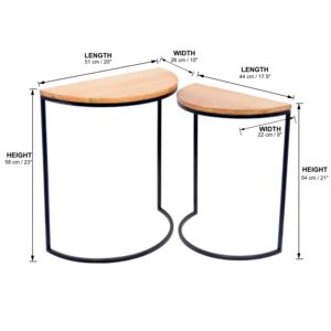 <b>Set</b> of 2 Modern Iron <b>Side</b> <b>table</b> Home Living Room Furniture <b>Side</b> <b>Table</b> in Wood Coffee <b>Table</b> With Metal Frame - Product Image 5