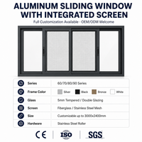 Fenêtre coulissante en aluminium avec moustiquaire intégrée, double vitrage, anti-insectes, économie d'énergie, insonorisée, vente en gros directe d'usine