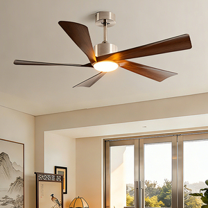 <span class=keywords><strong>Ventilateur</strong></span> de <span class=keywords><strong>plafond</strong></span> industriel à 5 pales <span class=keywords><strong>avec</strong></span> <span class=keywords><strong>lumière</strong></span> LED, finition nickel brossé, télécommande, 52 pouces, pales en ABS imitation noyer, <span class=keywords><strong>ventilateur</strong></span> DC <span class=keywords><strong>silencieux</strong></span> - Product Image 3