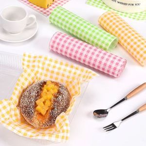Baking Bread Liner <b>Paper</b> Greaseproof Checkered <b>Pattern</b> Food Packaging For Sandwich Burger Rice Ball Bento - Product Image 1