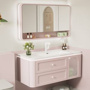 Fairy-tale Style Oak Lacquer MDF Bathroom <b>Vanity</b> Unit Smart Beehive <b>Mirror</b> Cabinet Washbasin Wall-mounted Design for Hospital - Product Image 5