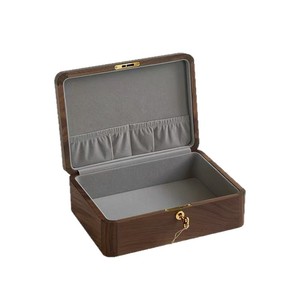 Black Walnut Wood Jewelry <b>Box</b> Solid Wood <b>Lockable</b> Desktop <b>Storage</b> Organizer Rectangle Covered Design - Product Image 2
