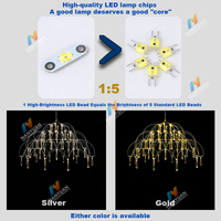 Lampadario di Lusso in Cristallo, Illuminazione a Risparmio Energetico, Luci a Sospensione Durevoli in Acciaio Inox 304, LED con Telecomando per Hotel