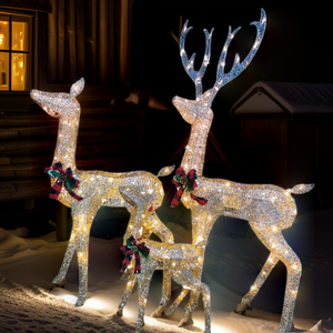 2023 nouvel an extérieur éclairé cerf étanche <span class=keywords><strong>LED</strong></span> guirlandes blanc chaud émettant de la lumière ensemble de noël - Product Image 3