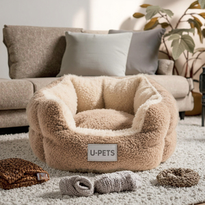 Precio de fábrica Sherpa Fleece Calming Donut Pet <span class=keywords><strong>Bed</strong></span> para gatos y perros de interior - Product Image 1