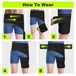 Manga de compresión ajustable con logo personalizado para isquiotibiales, muslos y ingle, para soporte de cadera, lesiones al <span class=keywords><strong>muslo</strong></span> y desgarros de músculos inguinales - Product Image 5