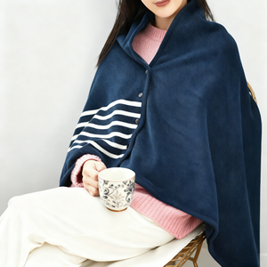 Couverture européenne américaine portable Fermeture à boutons confortable <span class=keywords><strong>Rayé</strong></span>/<span class=keywords><strong>Plaid</strong></span> Chaleur Polyester Poncho Châle pour bureau à domicile - Product Image 1
