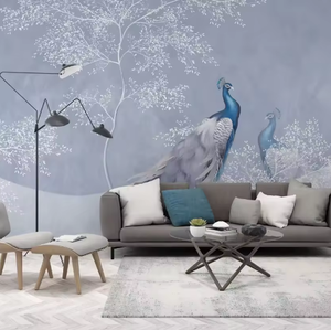 <span class=keywords><strong>Papier</strong></span> <span class=keywords><strong>peint</strong></span> mural en soie personnalisé imprimé en 3D, feuille de plante, oiseau volant, fleurs, <span class=keywords><strong>montagne</strong></span>, chinoiserie, <span class=keywords><strong>style</strong></span> de peinture chinoise - Product Image 5