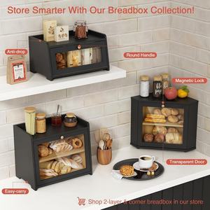 Contenitore <span class=keywords><strong>per</strong></span> Pane in Bambù Vintage, Organizzatore da Cucina, Mobile Angolare <span class=keywords><strong>per</strong></span> Conservazione del Pane, Grande Capacità <span class=keywords><strong>per</strong></span> Cucina - Product Image 3