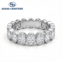 Bague de mode éternelle de luxe en or 18 carats avec diamant de laboratoire serti en clos ovale Good Century pour homme, idéale pour mariage, anniversaire, bijoux fins