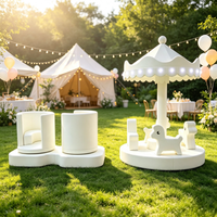Manège Carrousel Blanc Doux et Électrique pour Enfants, avec Éclairage LED, Idéal pour la Location de Fêtes, Centres Commerciaux et Aires de Jeux