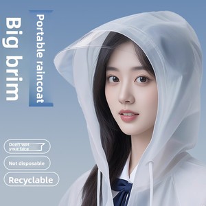 <span class=keywords><strong>Imperméable</strong></span> jetable <span class=keywords><strong>de</strong></span> style nouveau avec visière, épaissi, pour femmes, pour une protection complète du corps, <span class=keywords><strong>imperméable</strong></span> portable en PEVA, vêtements <span class=keywords><strong>de</strong></span> <span class=keywords><strong>pluie</strong></span> pour la randonnée - Product Image 1