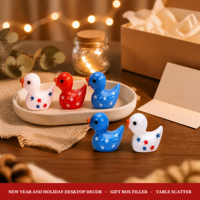 Figurines de canards miniatures en résine peintes à la main, motif étoile, pour jardin féerique, terrarium, décoration de maison de poupée, commande en gros