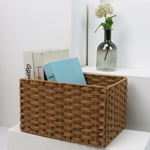 Cesta de almacenamiento tipo ratán, organizador de ropa rectangular ecológico para almacenamiento de juguetes y aperitivos - Product Image 1