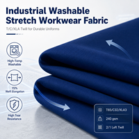 Rouleau de tissu sergé en polyester-coton, lavable, écologique, infroissable, tissé, 240 g/m², élastique moyen, usage intensif