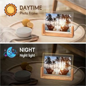 Tableau de notes personnalisé LC676 avec logo, cadeaux promotionnels en bois pour entreprises, écoles, bureaux, nom sur le bureau, mémo effaçable, acrylique LED DIY - Product Image 3