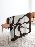 Mignon Vache Jacquard Raschel Couverture Couette Légère avec Belles Feuilles Tricotées Jeté pour Lit ou Canapé Tacheté Conception